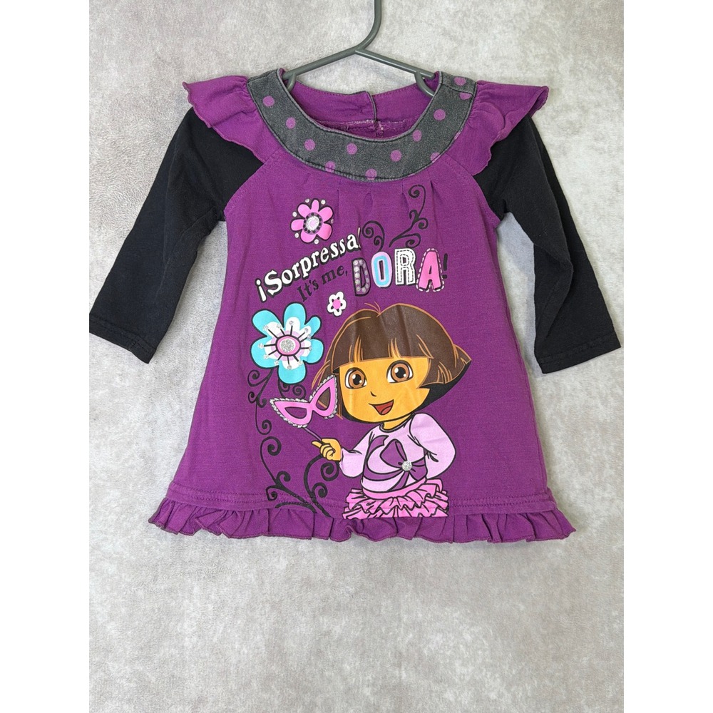 2012 Nickelodeon Dora the Explorer Dress Baby Long Sleeve Purple Black‎ 18M